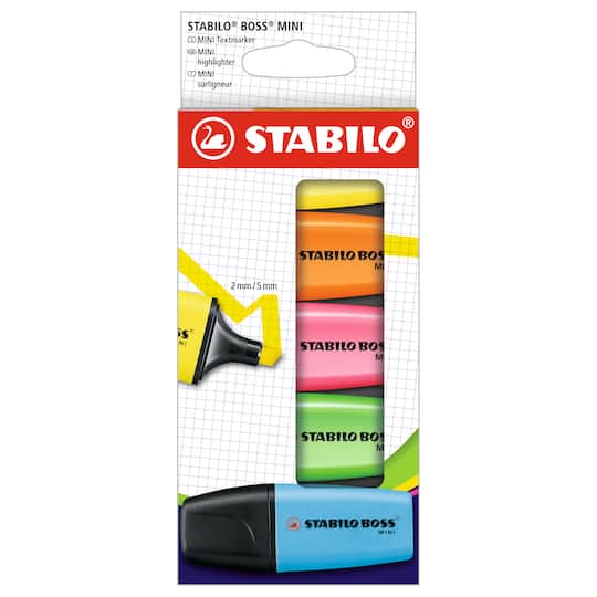 STABILO&#xAE; BOSS&#xAE; 5 Color Mini Highlighter Wallet Set